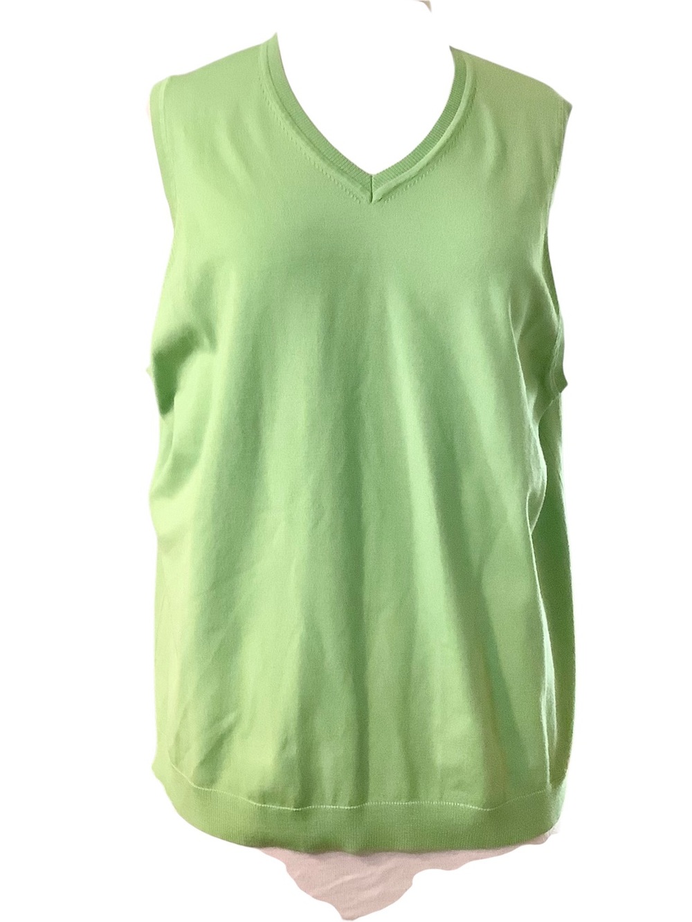 Lands' End Sleeveless V-Neck Knit Top - Light Green